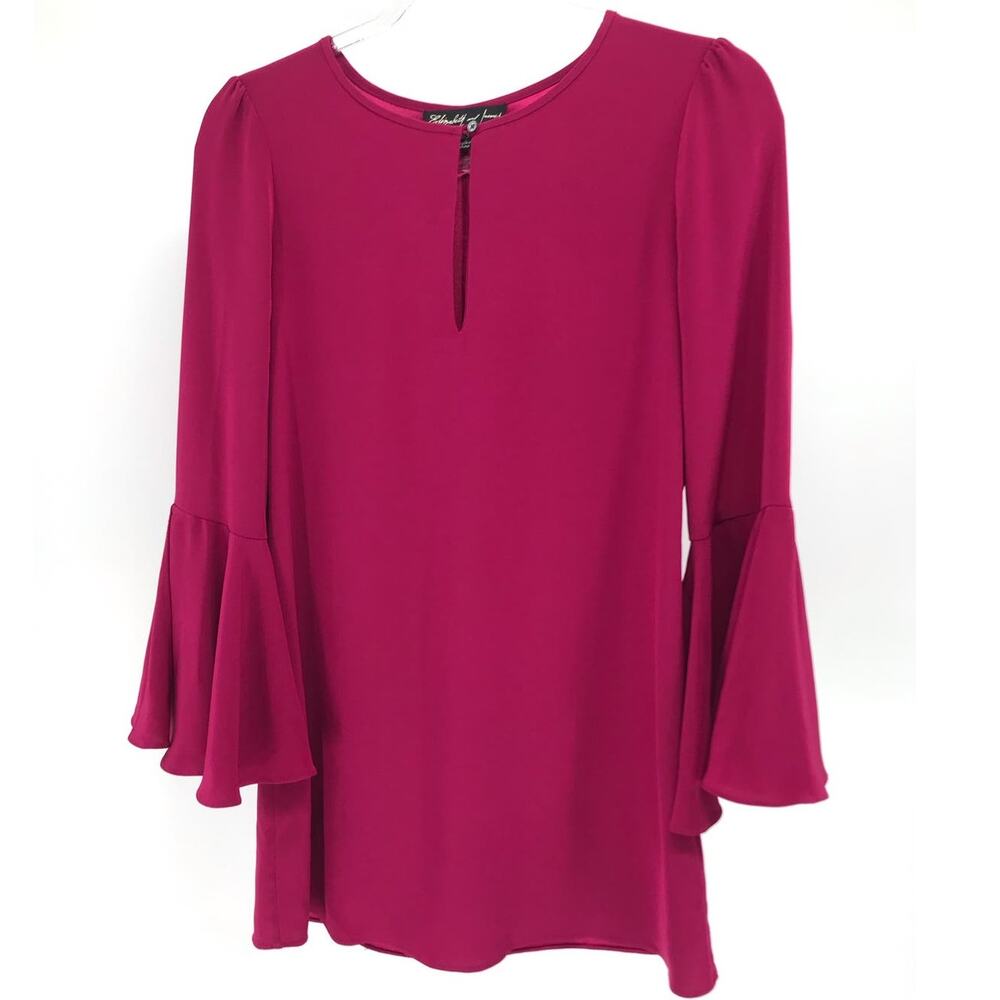 Elizabeth and James Mabel Fuchsia Bell Sleeve Mini Shift Dress Womens XS
